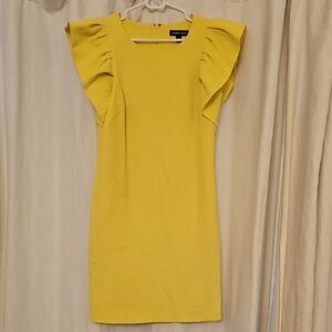 Country Road Yellow Mini Dress with Ruffle Sleeves